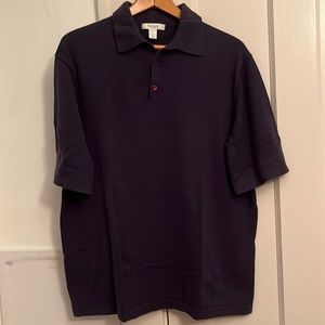 ✅ VINTAGE Turnbury Premium Pima Polo Collared Dark Navy Blue Shirt Size L Large